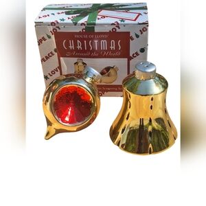 House Of Lloyd Salt And Pepper Shakers Gold Ornaments In Original Box